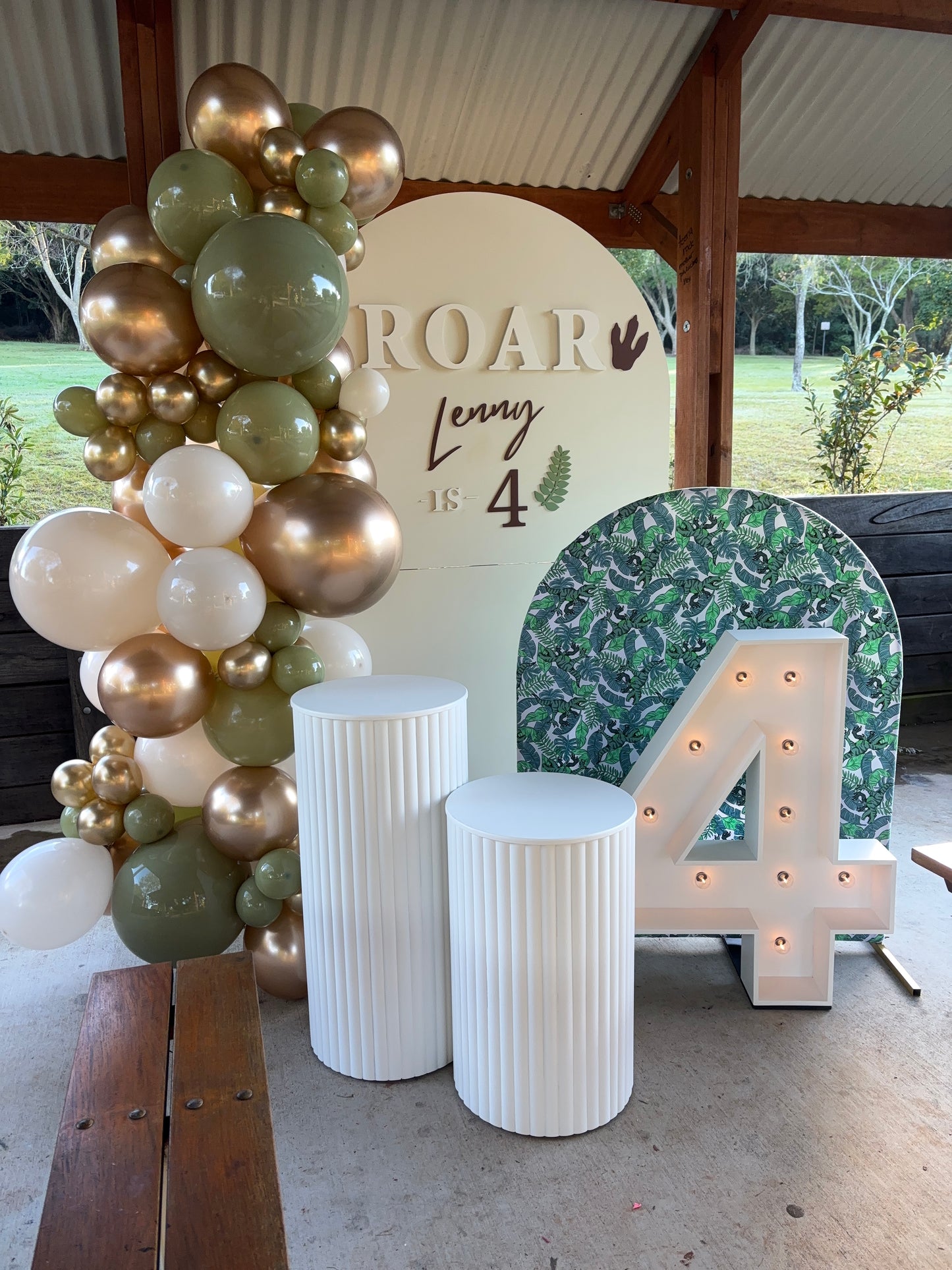 Large Timber Arch Backdrop Hire