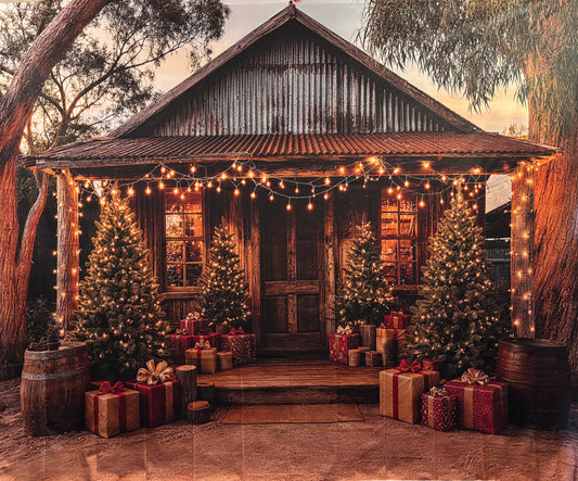 Photography Backdrop Hire - Christmas Cabin