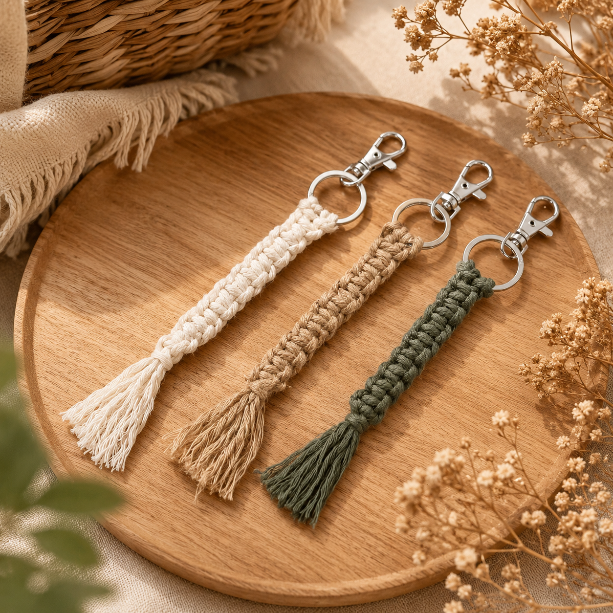 Handcrafted Macramé Keyring | Boho Tassel Keychain